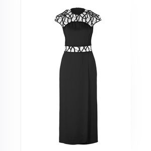 Yigal Azrouel  Intertwined Vines Embroidered Crepe silk Black long formal dress